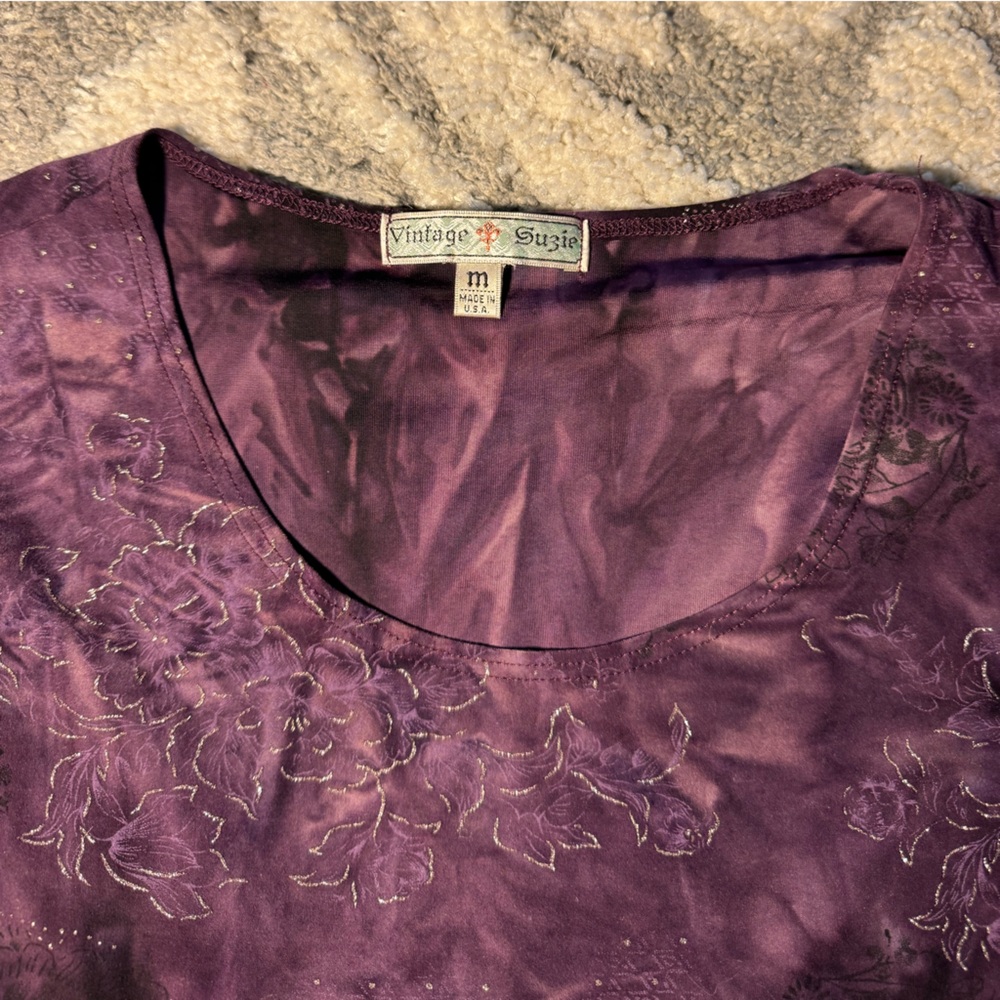 Grunge Sparkle Flowers Tie Dye Short Sleeve Top⭐️ - Picture 5 of 5